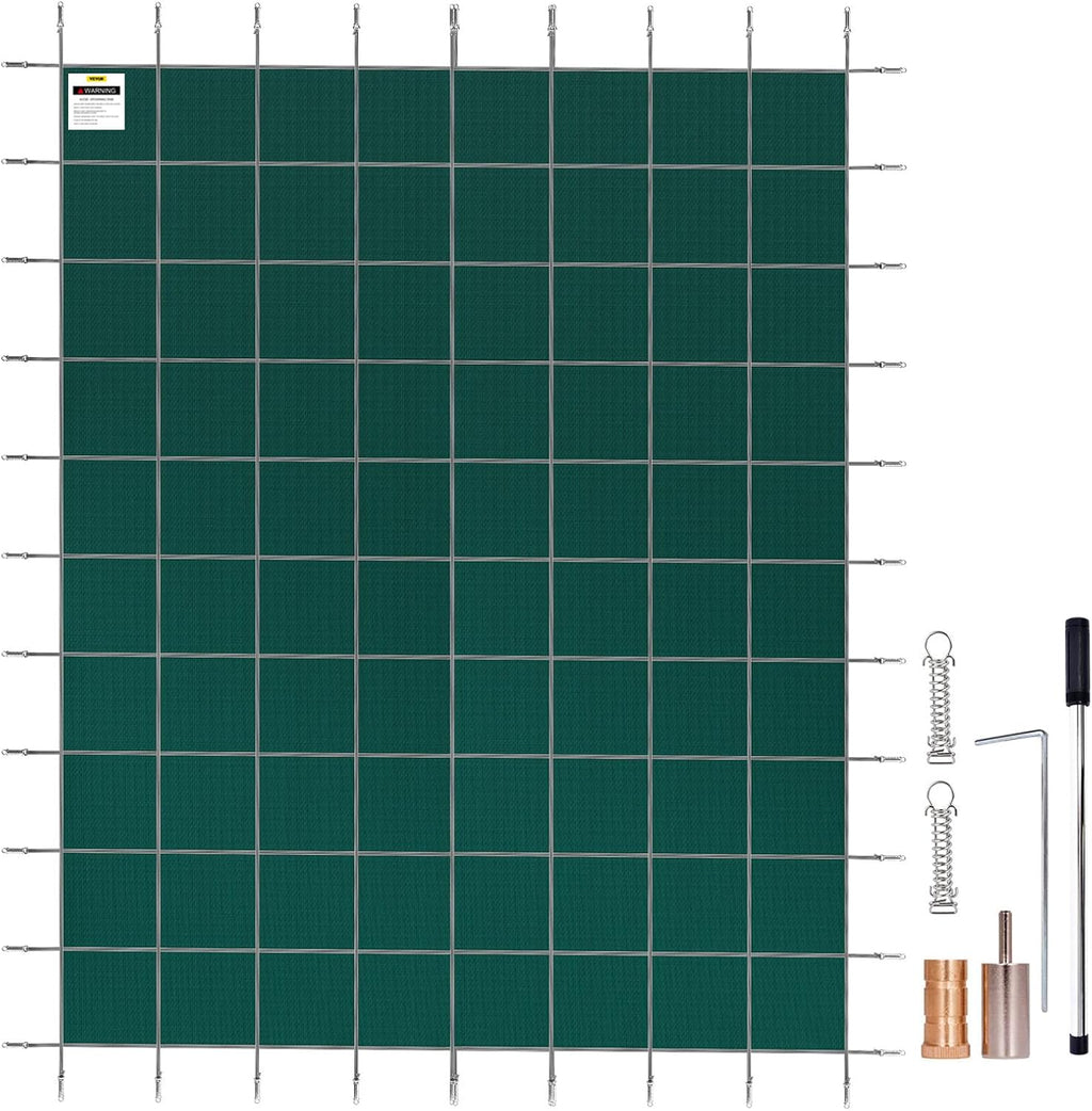 VEVOR Pool Safety Cover Fits 12x24ft Rectangle Underground Safety Pool Cover Green Mesh Solid Pool Safety Cover for Swimming Pool Winter Safety Cover