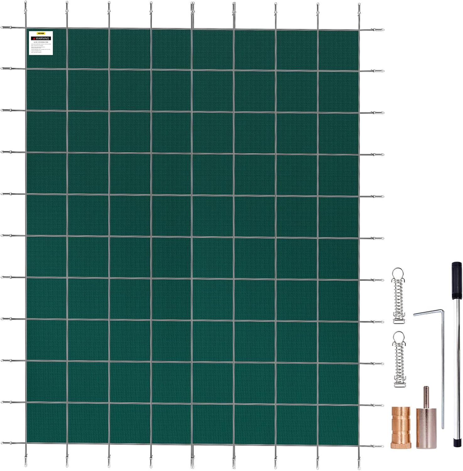 VEVOR Pool Safety Cover Fits 12x24ft Rectangle Underground Safety Pool Cover Green Mesh Solid Pool Safety Cover for Swimming Pool Winter Safety Cover