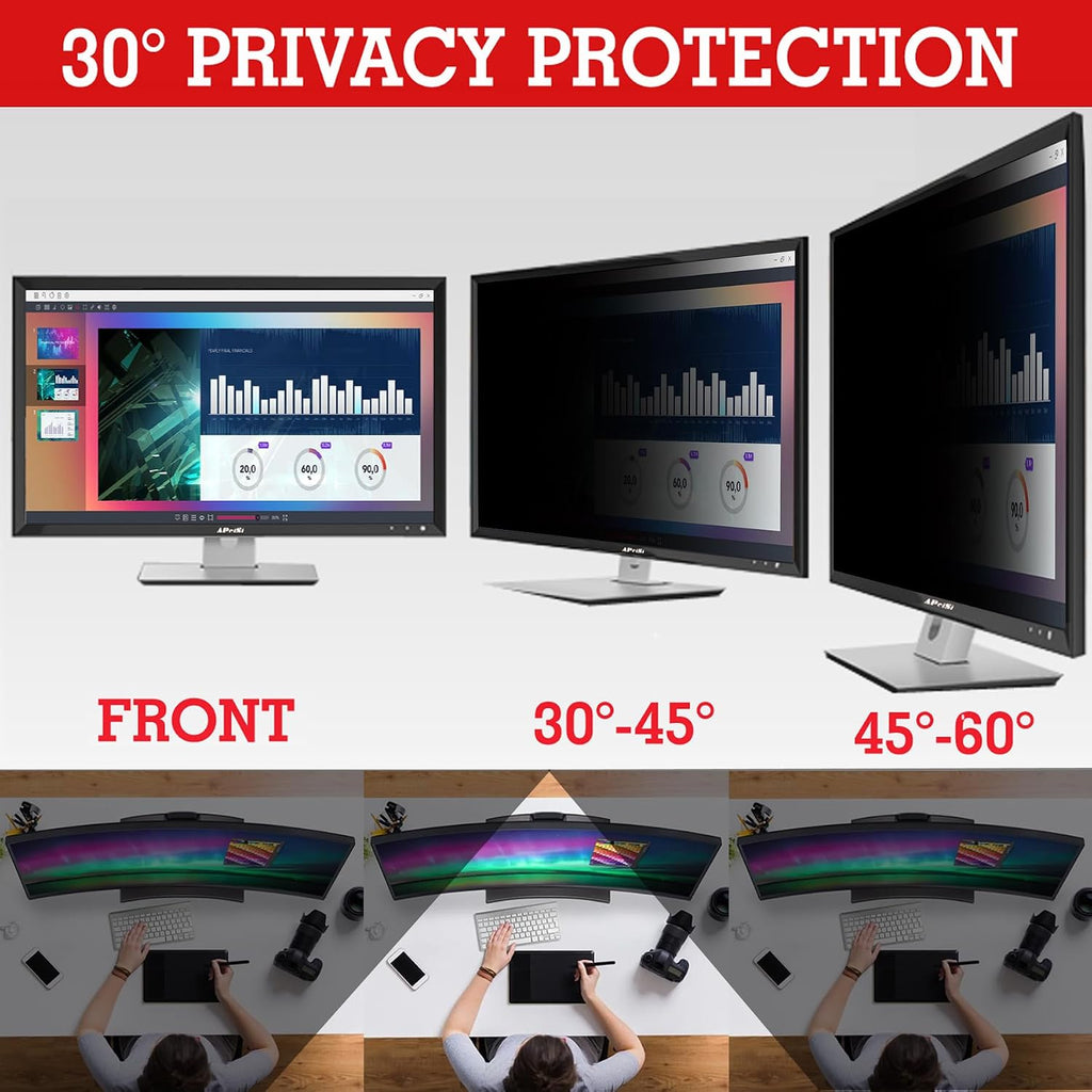 45 Inch Privacy Screen Filter for 32:9 Curved Ultrawide Gaming Monitor | Privacy Shield | Anti Glare | Anti-Blue Light | Eye Protection | Anti Spy | Computer Security Private Filter Protector