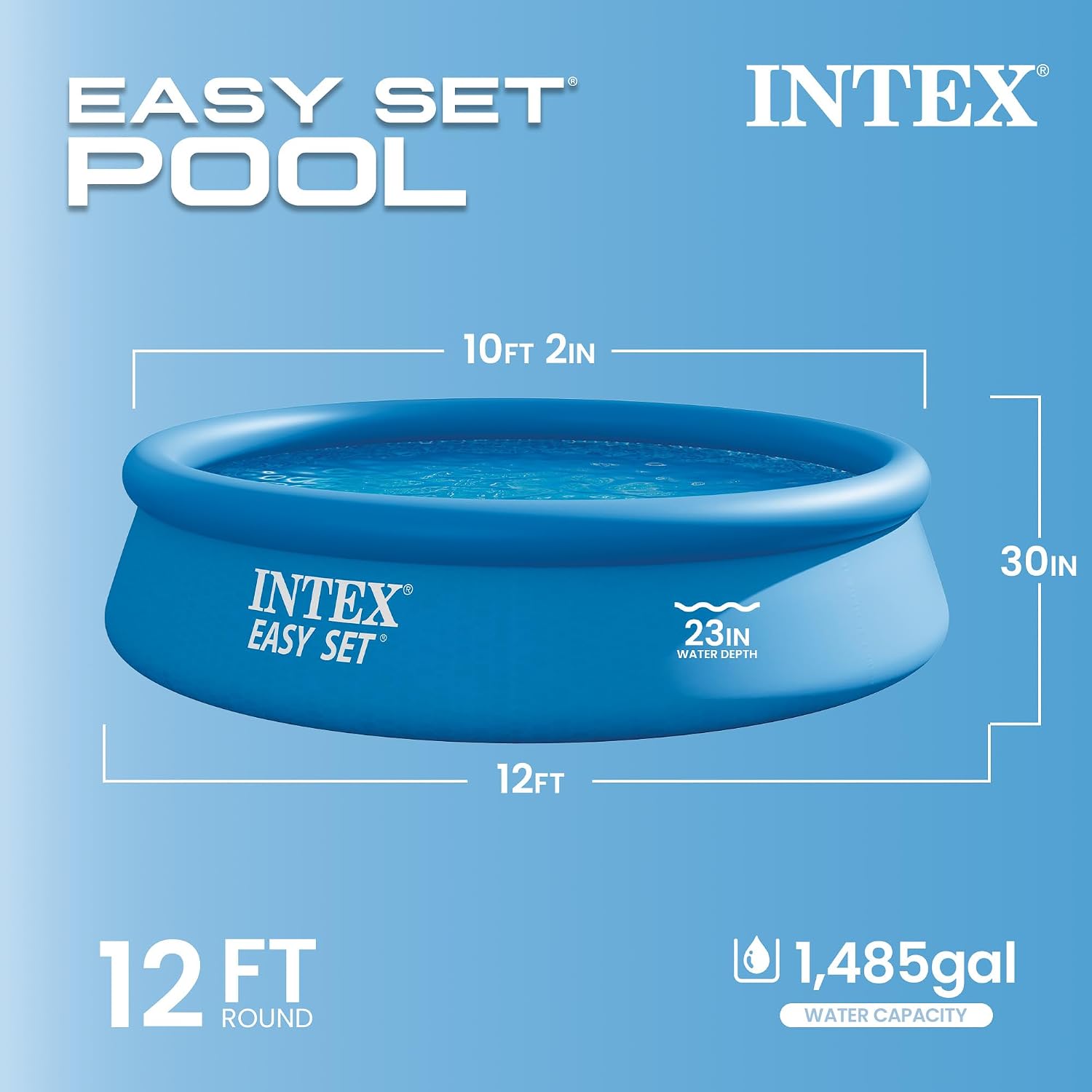 INTEX Easy Set 12 ft x 30in Above Ground Pool Set, Round Inflatable Swimming Pool with 530 GPH Cartridge Filter Pump and Type A Cartridge
