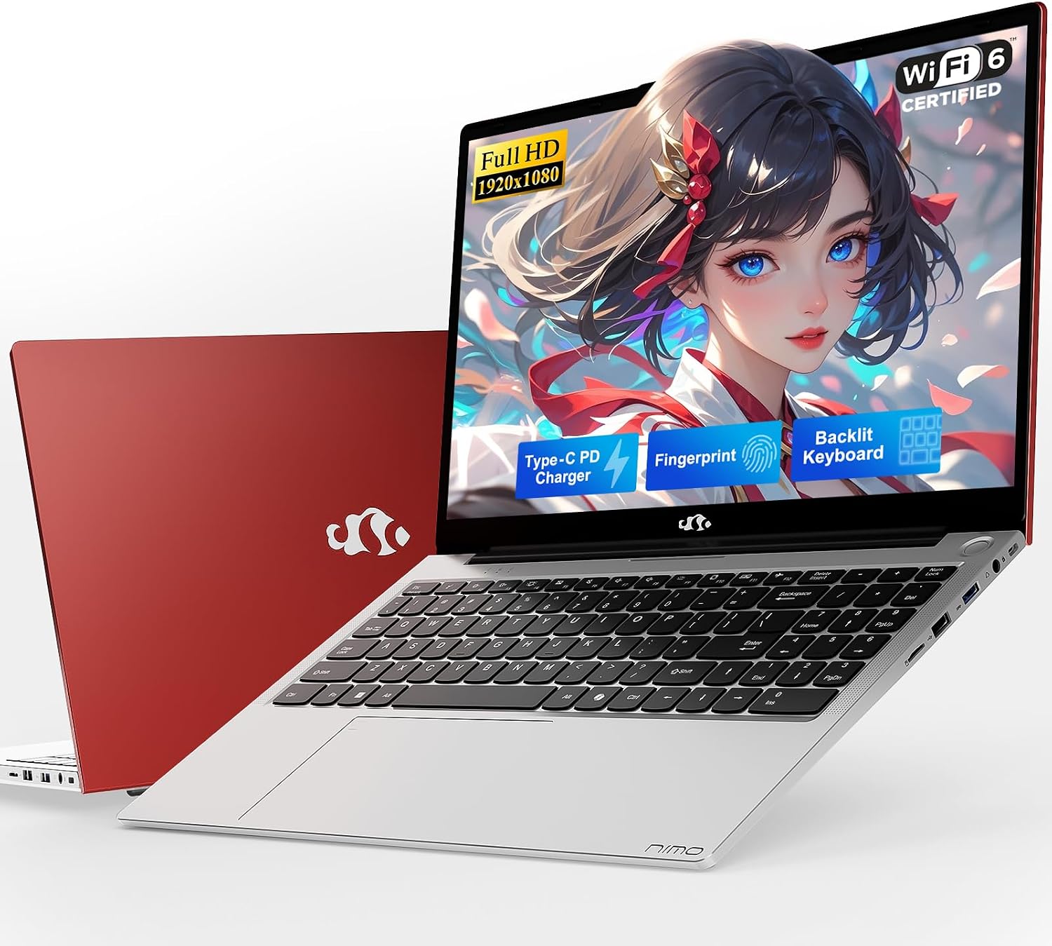 NIMO 15.6' IPS FHD-Student-Laptop, 16GB RAM 1TB SSD Intel N150(Beat i3-10110U, Up to 3.6GHz) Computer with 65W Type-C, Fingerprint, Backlit Keyboard, Wi-Fi 6, BT5.2, for Business and Home