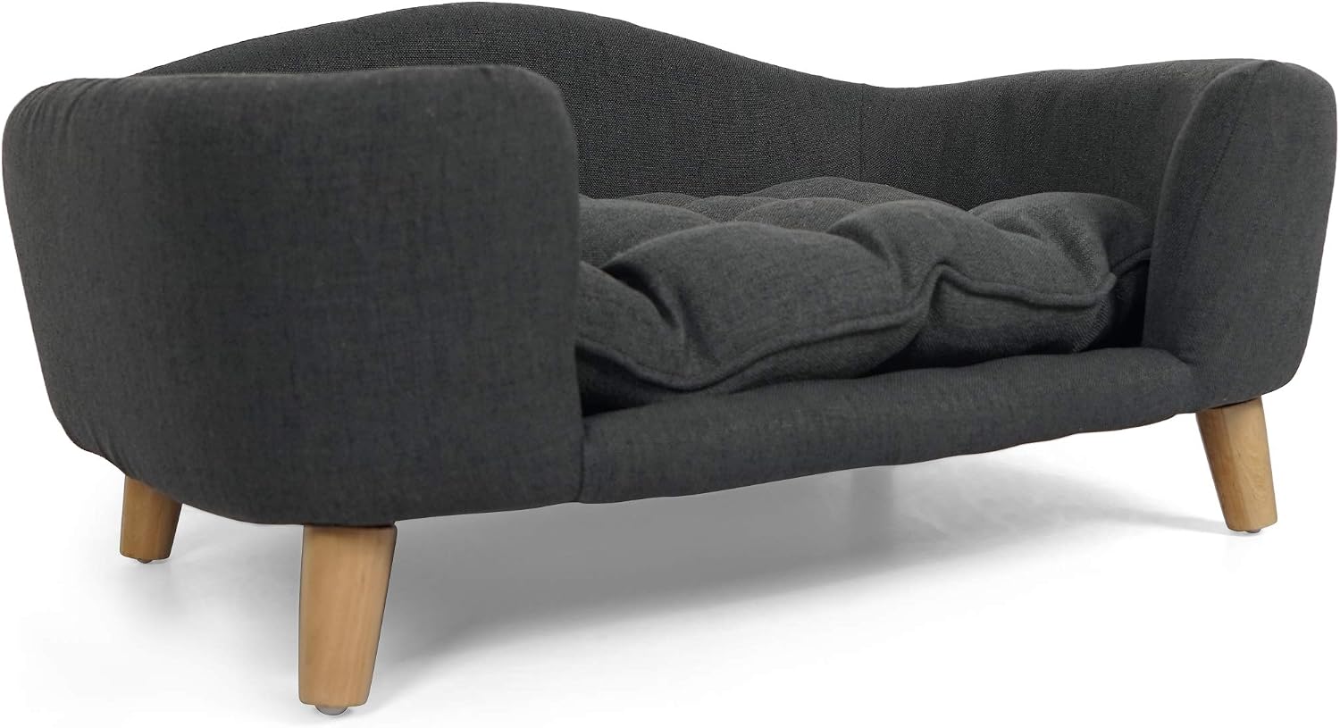 Christopher Knight Home Elroy Orthopedic Dog Bed, Elevated Dog Sofa Bed for Small Dog, Supportive Foam Pet Couch Bed with Wooden Legs, Modern Pet Sofa Bed, Dark Gray