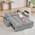 hansones 65'' Convertible Sofa Bed 3-in-1 Pull Out Couch, Folding Sleeper Sofa with 360° Swivel Side Table, Modern Chenille Fabric Futon, Small Space Living Room Furniture, Easy Assembly