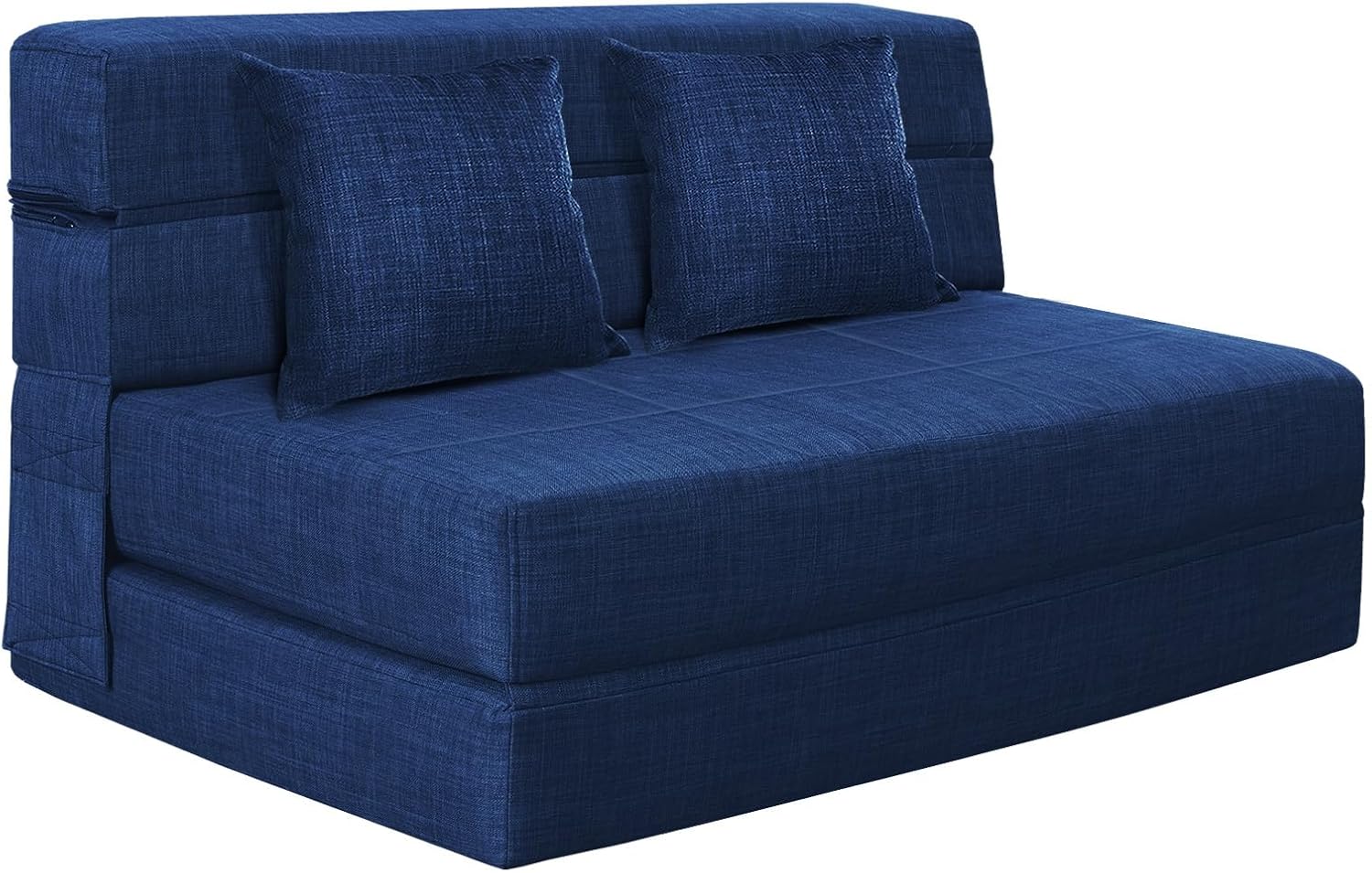 Nigoone 60 Inch Folding Sofa Couch Memory Foam with Pillow Convertible Sleeper Mattress Futon Lazy for Living Room, Washable Cover, Queen Size, Dark Blue