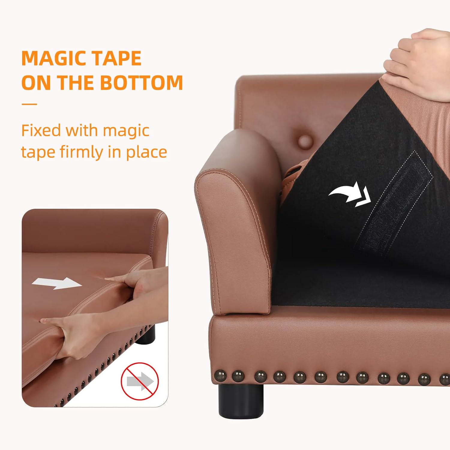 BingoPaw Large Leather Dog Sofa: Pet Couch Lounge Made by Scratching Resistant Microfiber Leather - Doggy Modern Chaise Daybed with Leatherier Cover for Pets Up to 80lbs
