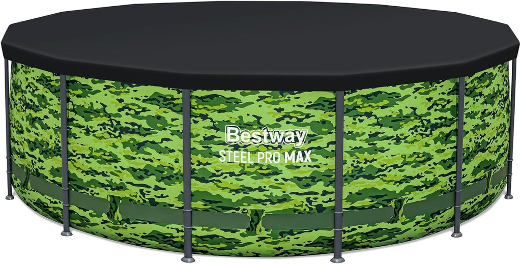 Bestway Steel Pro Max 14'x48 Camo Pool Set | Durable Construction, Easy Assembly, and All-Inclusive Accessories - Above Ground Pool Set with Filter Pump, Ladder, and Pool Cover - No Tools Required!