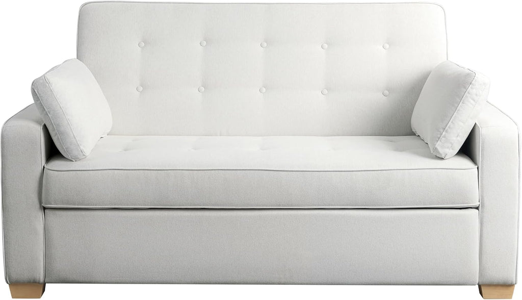 Serta® Ainsley Convertible Loveseat Sleeper Sofa – 3-in-1 Loveseat, Lounger & Queen-Size Sofa Bed, Pull-Out Sleeper Couch with DreamCoils®, Easy Assembly, Oyster Fabric