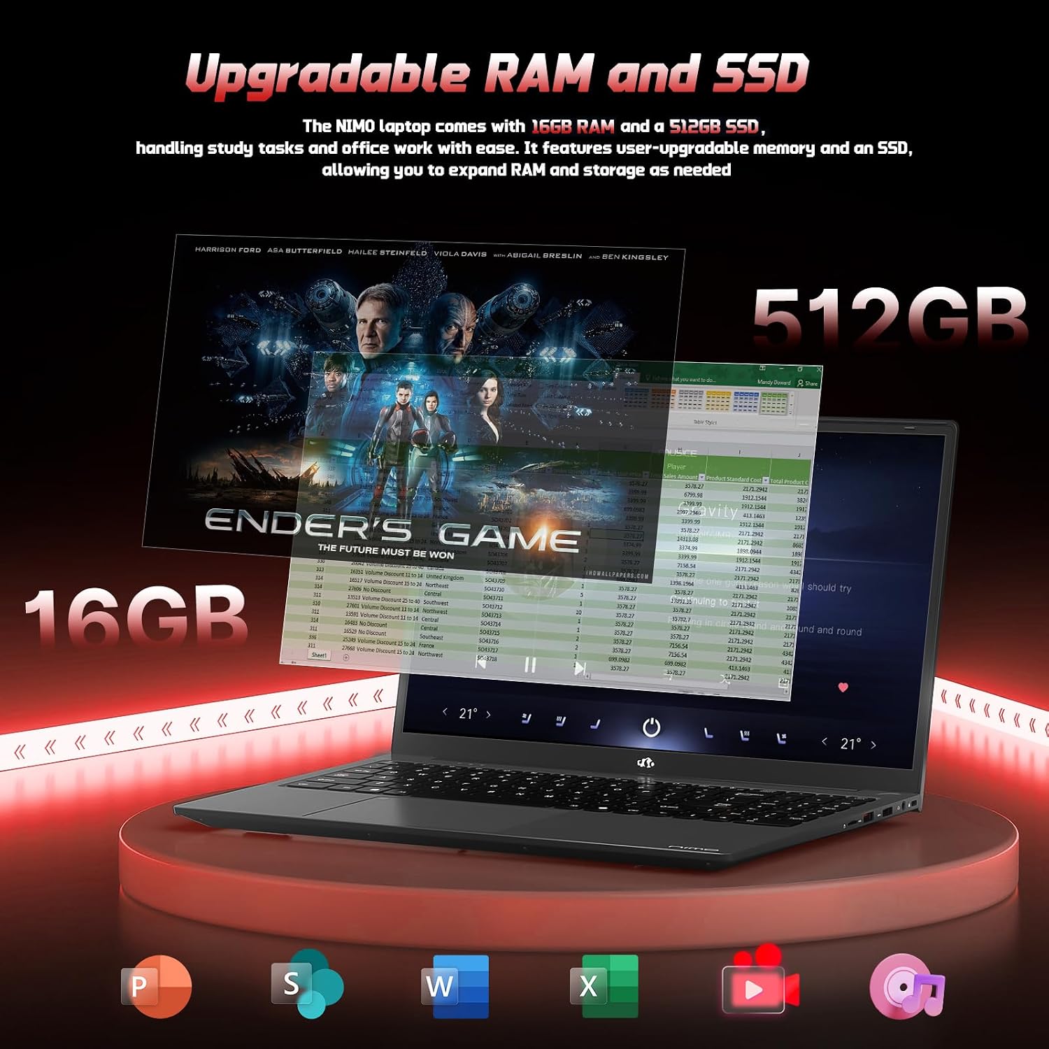 NIMO 15.6' IPS FHD-Student-Laptop, 16GB RAM 512GB SSD Intel N150(Beat i3-10110U, Up to 3.6GHz) Computer with 65W Type-C, Fingerprint, Backlit Keyboard, Wi-Fi 6, BT5.2, for Business and Home