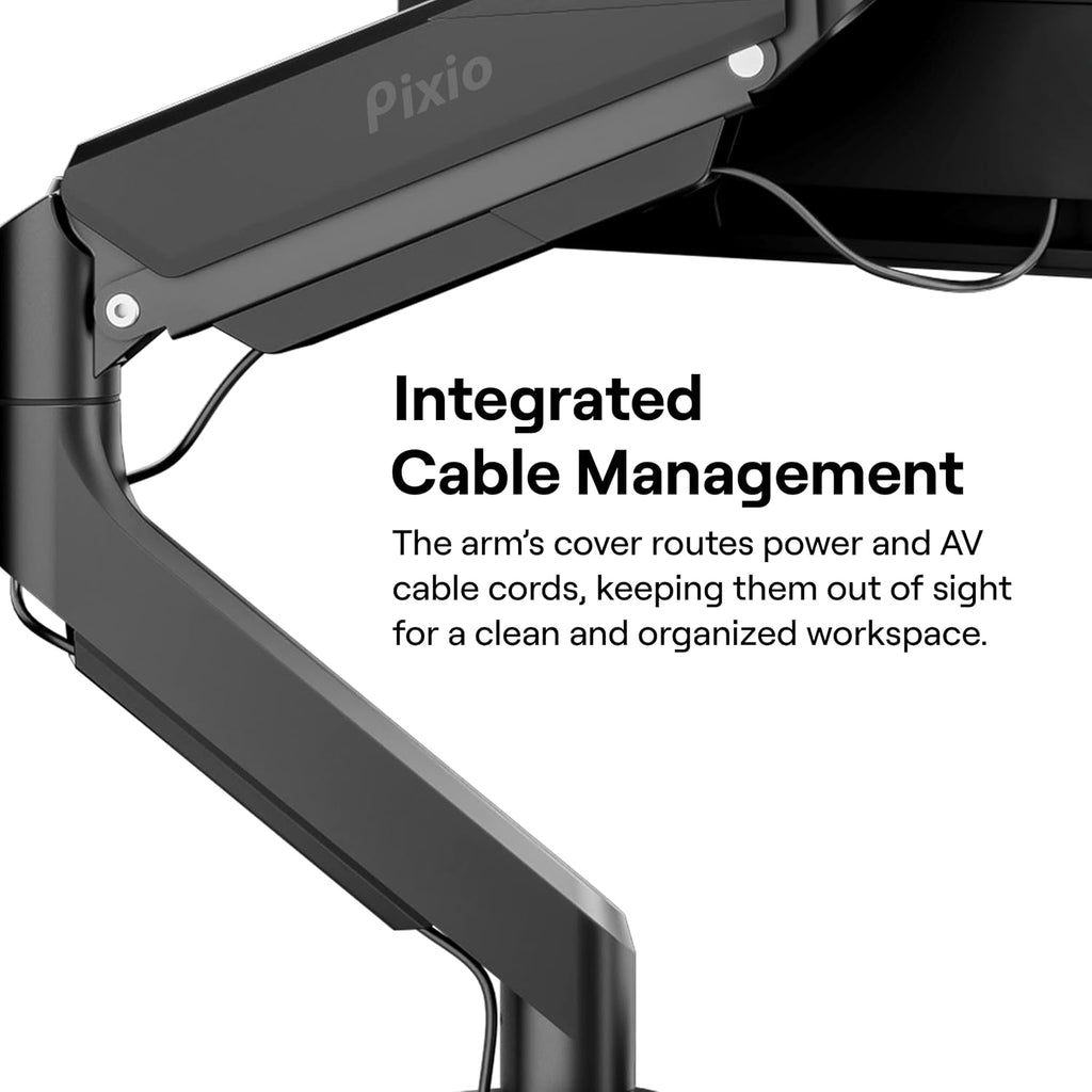 Pixio PS2D Ultrawide Heavy-Duty Premium Dual Monitor Arm Stand Desk Mount - Fits up to 35 inches Two Monitors, Weights up to 33 lbs Each, Height Adjustable, Compatible with VESA 75x75mm 100x100mm