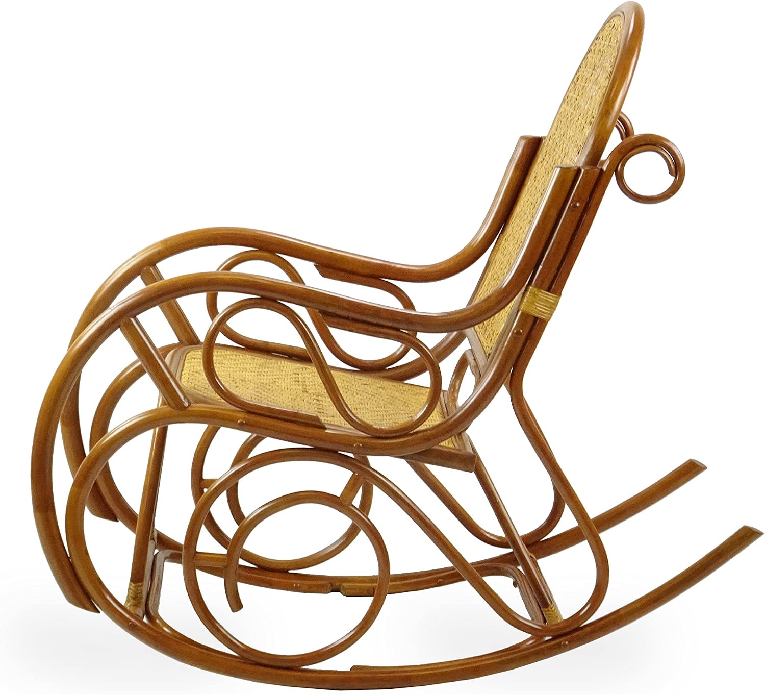 Milano Rocking Chair, Natural Rattan Wicker Handmade, ECO, Colonial Color
