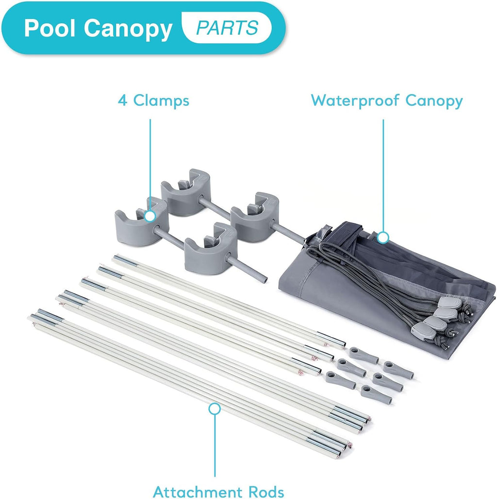 Intex 18 Foot by 52 Inch Ultra XTR Framed Above Ground Swimming Pool Set with Sand Filter Pump, Pool Cover and Ladder, Canopy, and Ground Cloth, Gray