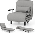 Giantex Convertible Sofa Bed, 3-in-1 Folding Sleeper Chair with 5-Position Adjustable Backrest, Wheels, 2 Legs, Recliner Chaise Lounge with Pillow, Armchairs for Nursery Living Room (Light Gray)