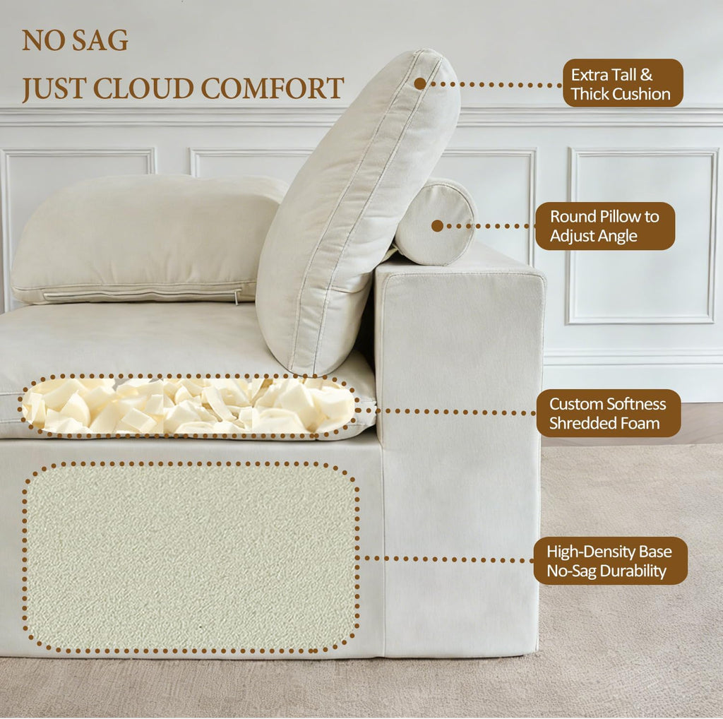 ANONER 78' Loveseat Sofa, Deep Seats, Cloud Sectional Couches for Living Room, 2 Seater Boneless Couch, Modern Modular Loveseats, No Assembly, Beige