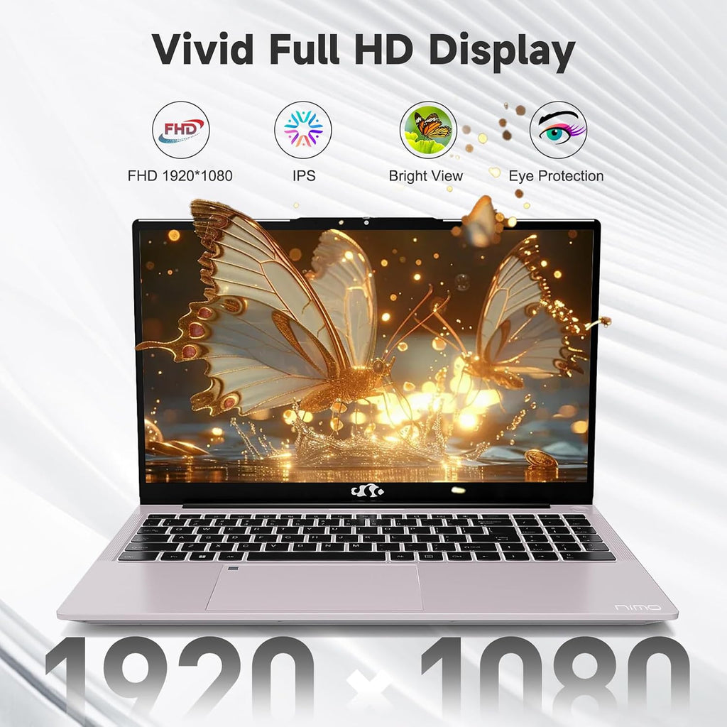 NIMO 15.6' FHD IPS Laptop, Core i3-1215U 6-Core Up to 4.4GHz (Beats R5 7520U), 16GB RAM 512GB SSD, Wi-Fi 6, Backlit Keyboard, Fingerprint Reader, 65W Type-C Charging, Student & Business Notebook