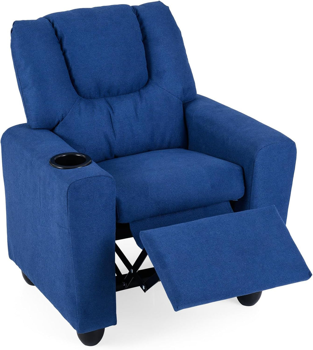 Costzon Kids Recliner Chair with Cup Holder, Toddler Adjustable Lounge Chair w/Footrest for Boys Girls Room, Ergonomic Baby Child Furniture Sofa for Age 3+ Gifts, Kids Mini Recliner up to 150 lbs