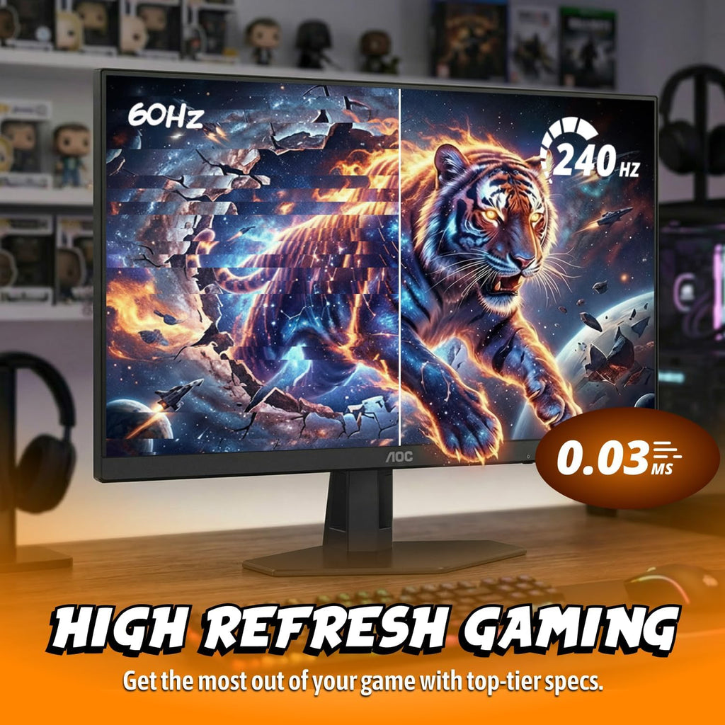 AOC 27' QD OLED Gaming Monitor, QHD 2560x1440, 240Hz, 0.03ms GtG, G-SYNC Compatible, HDR Ready, DisplayPort, HDMI, VESA Mountable, Console Gaming Ready, Q27GAZD
