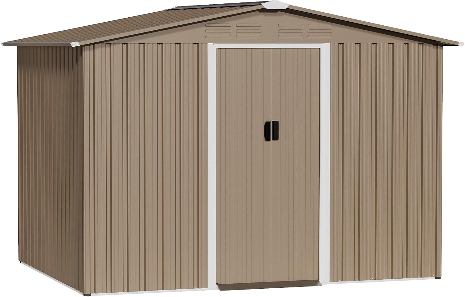 8FT x 6FT Outdoor Storage Shed with Floor,Waterproof Lockable Door Metal Tool Shed with Sliding Door and Air Vents,Storage House for Gardening Tools,Metal Storage Shed for Garden,Backyard,Lawn