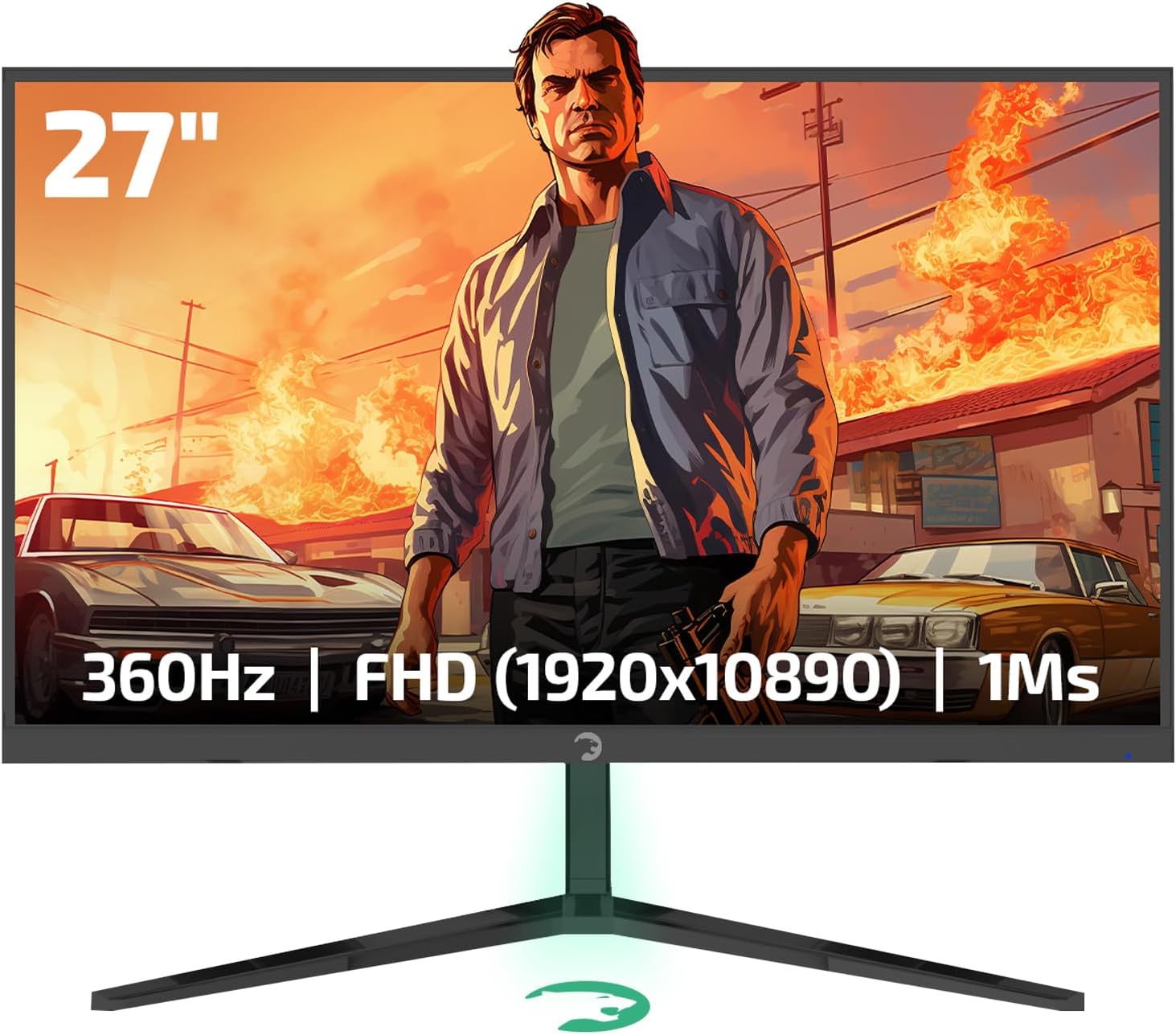 GAMEPOWER Rapid 27 inch Gaming Monitor 360Hz 1ms, 1080P Flat IPS, HDR10 Height/Tilt/Swivel/Pivot Adjustable RGB Anti-Glare Display, HDMI/DP/USB, FreeSync, G-Sync, 350 cd/m² Bright LEDs, Laser Logo