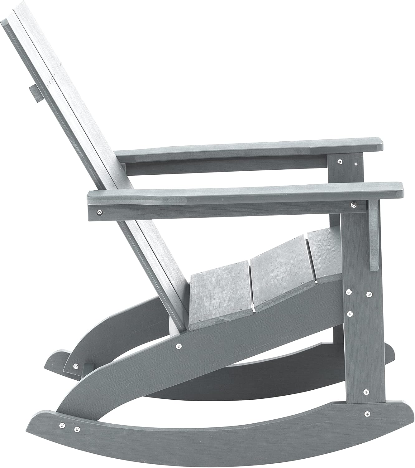 EMMA + OLIVER Harmon Adirondack Rocking Chair - Gray Poly Resin - Suitable for Indoor/Outdoor Use - All Weather Materials - Easy Assembly - 350 lb. Weight Capacity