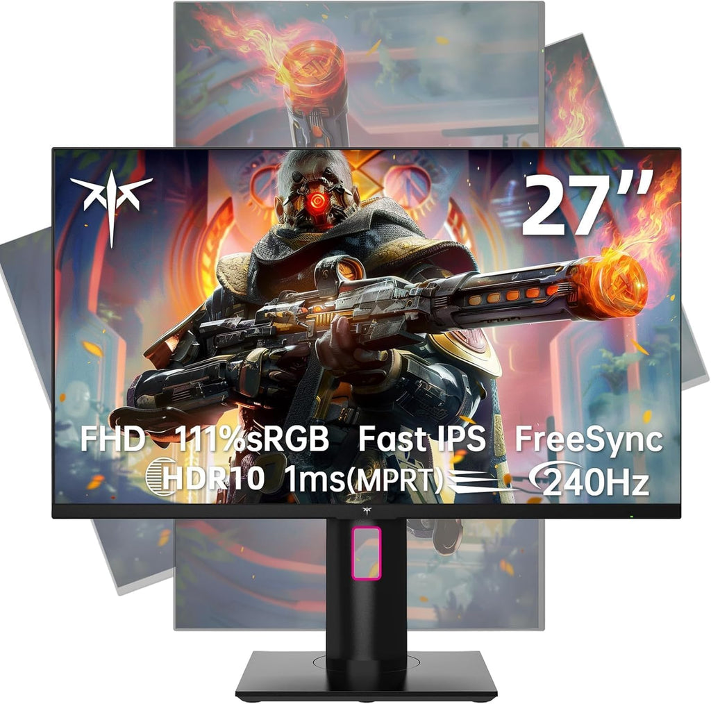 KTC 27 inch Gaming Monitor 240Hz Monitor 111% sRGB Height Tilt Swivel Pivot FreeSync IPS FHD(1920 x 1080) DMI 2.0 DP 1.4 Frameless, Xbox PS5 Switch