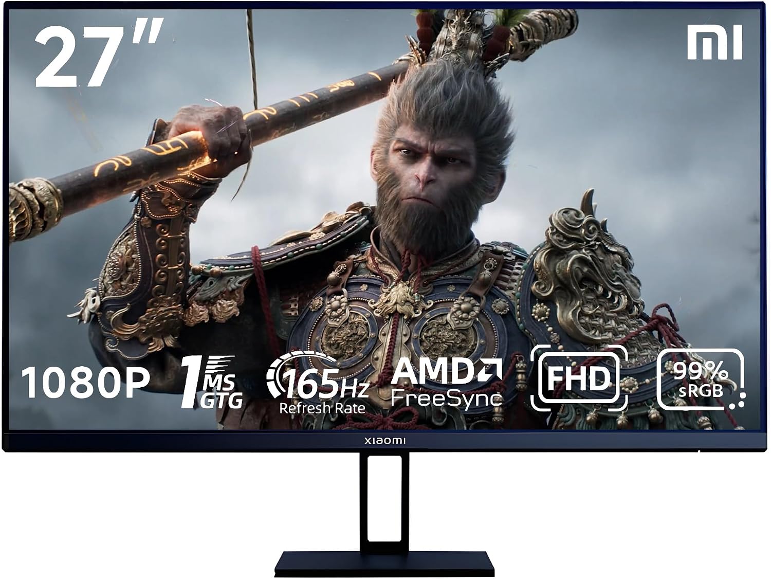 Xiaomi Gaming Monitor 27in 165Hz 1ms GTG 1920*1080 Fast IPS HDR10 FreeSync Premium Professional Calibration 99% sRGB 178° Wide Angle Tilt Adjustment TUV Low Blue Light Computer Screen Desktop Monitor