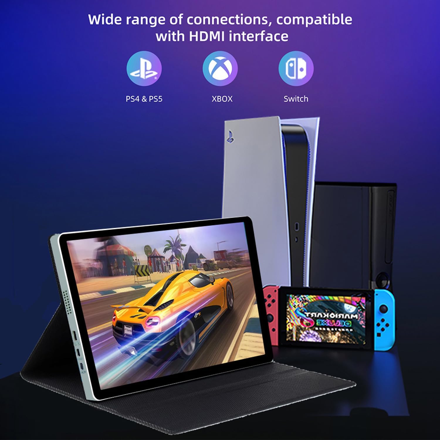 OLED Touchscreen Portable Monitor 10.5' 2k, sRGB 100%,Dual USB-C,HDMI for Laptop Mac Phone PS4/5 Switch