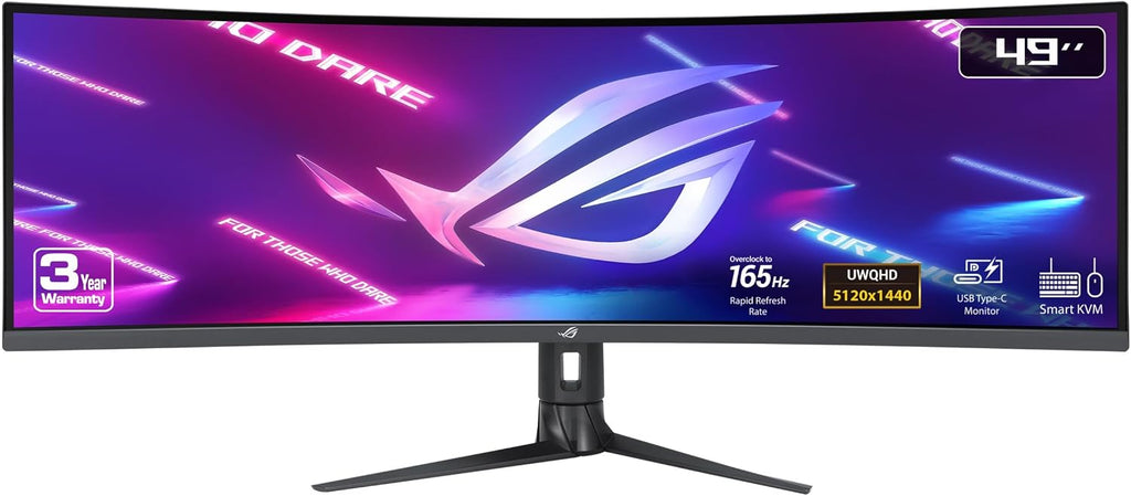 ASUS ROG Strix 49' Ultra-Wide Curved HDR Gaming Monitor (XG49WCR) - Dual QHD 32:9 (5120 x 1440), 165Hz, Extreme Low Motion Blur Sync, USB-C, RJ45, DisplayHDR400, 90% DCI-P3, Dual Input-KVM Switch