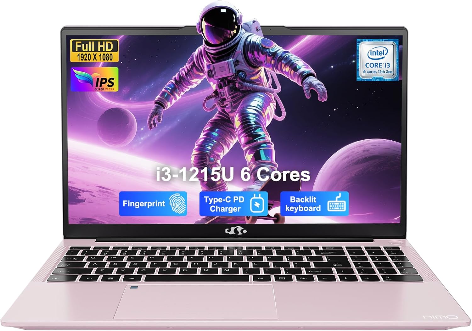 NIMO 15.6' FHD IPS Laptop, Core i3-1215U 6-Core Up to 4.4GHz (Beats R5 7520U), 16GB RAM 512GB SSD, Wi-Fi 6, Backlit Keyboard, Fingerprint Reader, 65W Type-C Charging, Student & Business Notebook