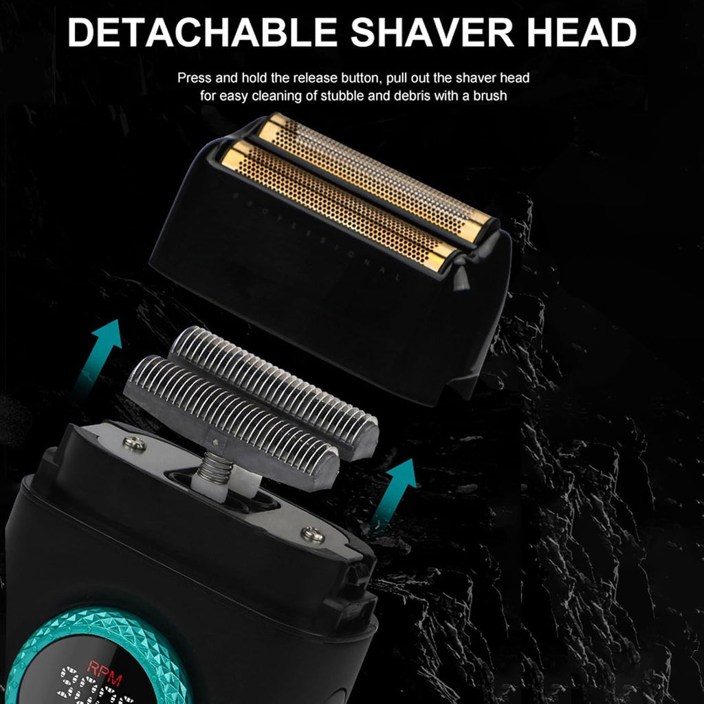 VGR Hair Clippers for Men Professional, T-Blade Trimmer Cordless Clippers and Trimmers Set, Electric Foil Shaver for Men with Double Foil, Rechargeable 3 Piece Men's Hair Cutting Kit, LED Display