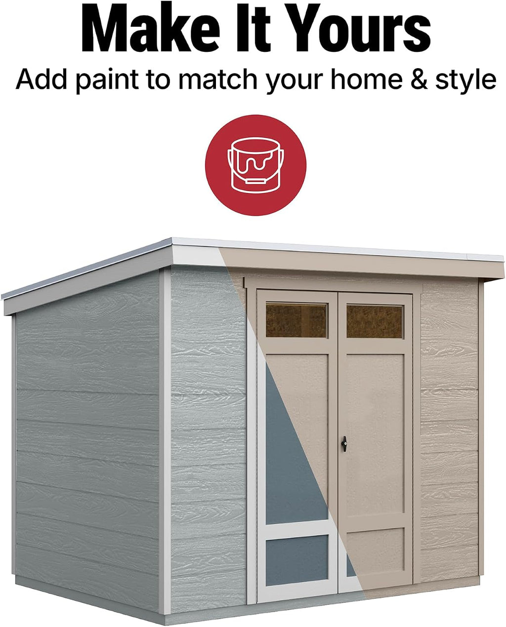 Handy Home Products Highland 8x6 Modern Wooden Storage Shed with Floor Kit and Palram roof- Does not Include Paint