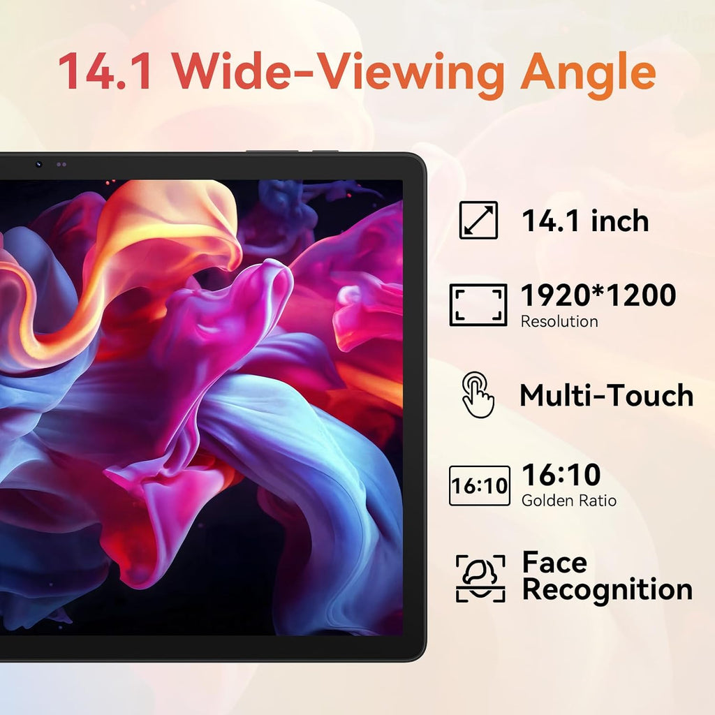 Urao Tablet｜14 inch Android 16 Tablet｜30GB RAM 256GB ROM ｜1920 * 1200 IPS FHD｜10000mAh 30W Fast Charging｜Octa-core Processor｜Wi-Fi 6, BT 5.4｜Dual Camera with Gemini AI｜Keyboard｜Stylus｜Case｜Headphone