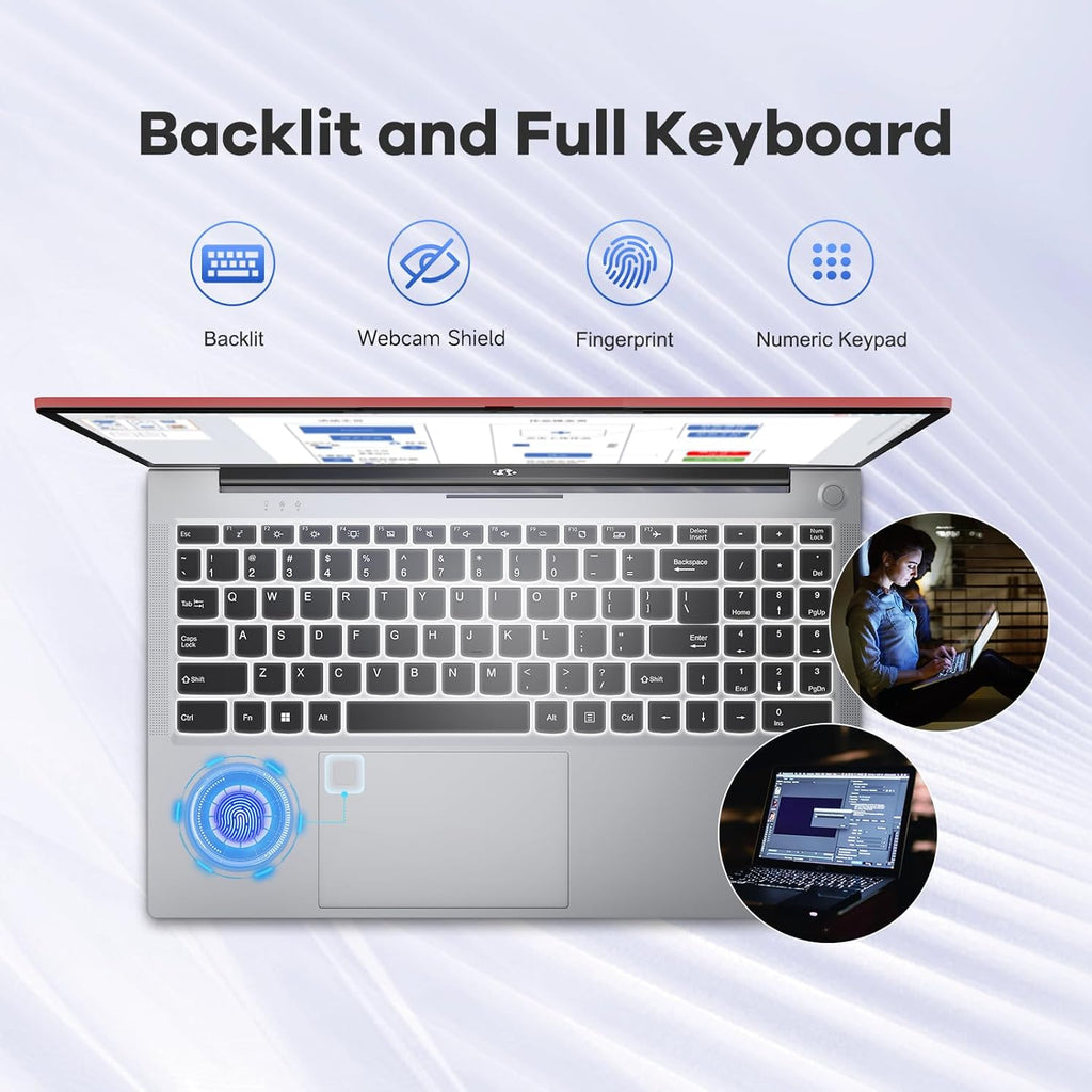 NIMO 15.6' FHD lPS-Business-Laptop, 8 Cores Intel i5-12450H 32GB RAM 1TB SSD (Beat i7-11800H, Up to 4.4 GHz) Student Computer with 100W Type-C Charger Fingerprint Backlit Keyboard (Renewed)