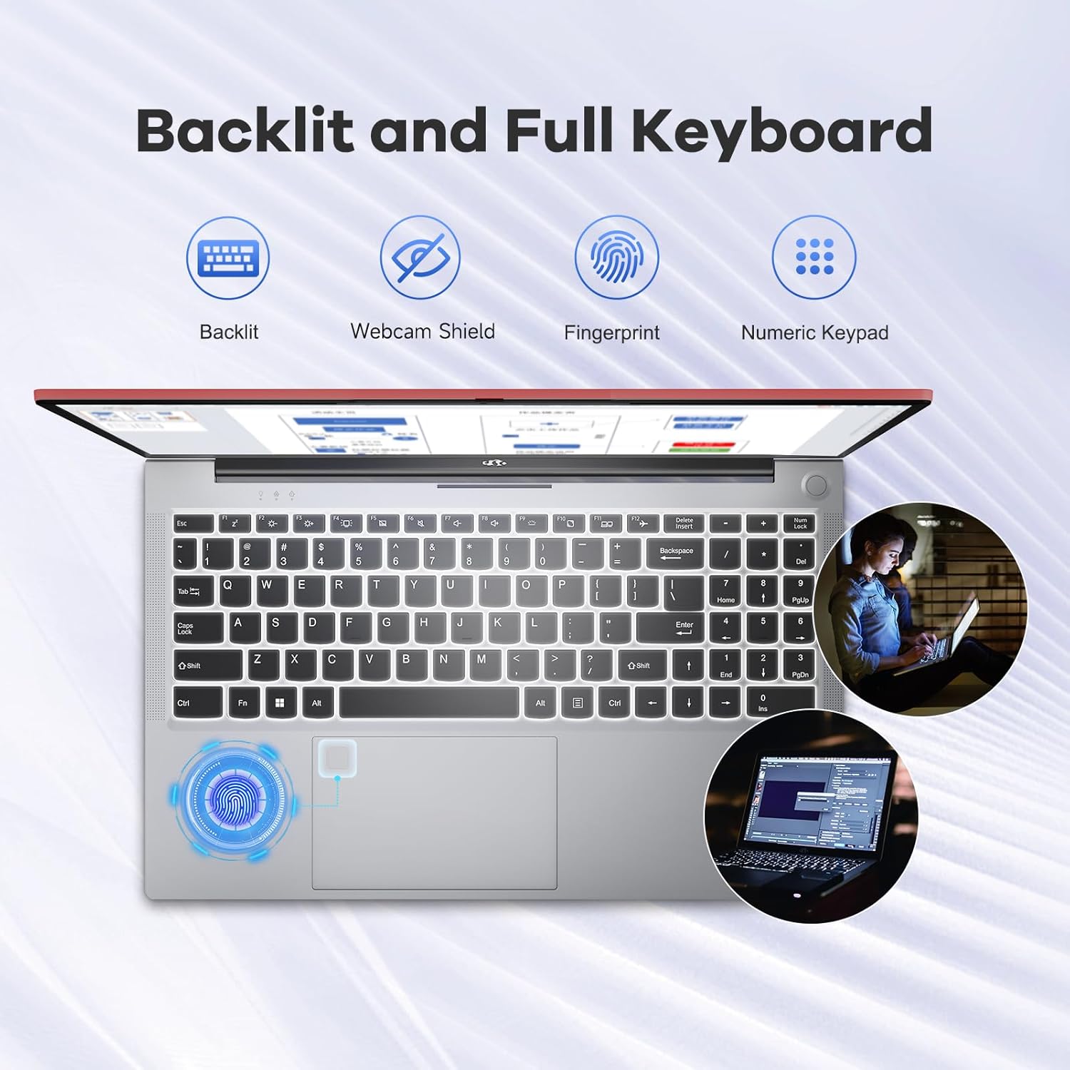 NIMO 15.6' FHD lPS-Business-Laptop, 8 Cores Intel i5-12450H 32GB RAM 1TB SSD (Beat i7-11800H, Up to 4.4 GHz) Student Computer with 100W Type-C Charger Fingerprint Backlit Keyboard (Renewed)