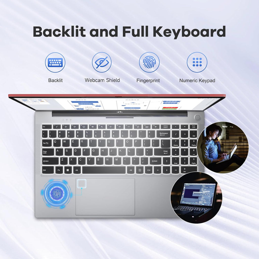 NIMO 15.6' FHD lPS-Business-Laptop, 8 Cores Intel i5-12450H 32GB RAM 2TB SSD (Beat i7-11800H, Up to 4.4 GHz) Student Computer with 100W Type-C Fingerprint Backlit Keyboard WiFi-6 Numpad Win 11