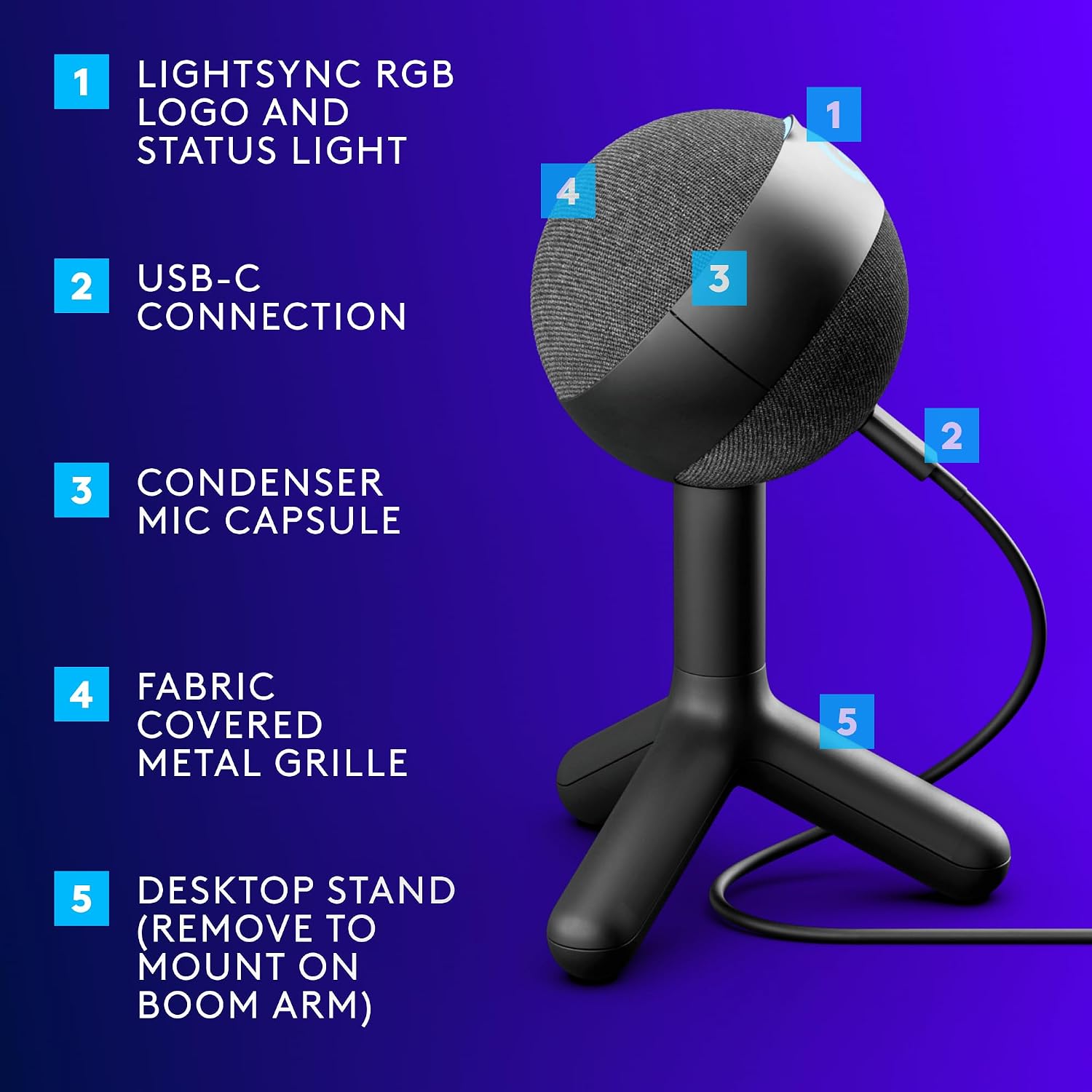 Logitech G435 Lightspeed Wireless Gaming Headset + Yeti Orb RGB Gaming Microphone with LIGHTSYNC, USB Mic - Black