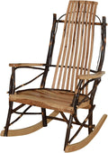 Amish-Made Large 9-Slat Rustic Hickory Rocking Chair