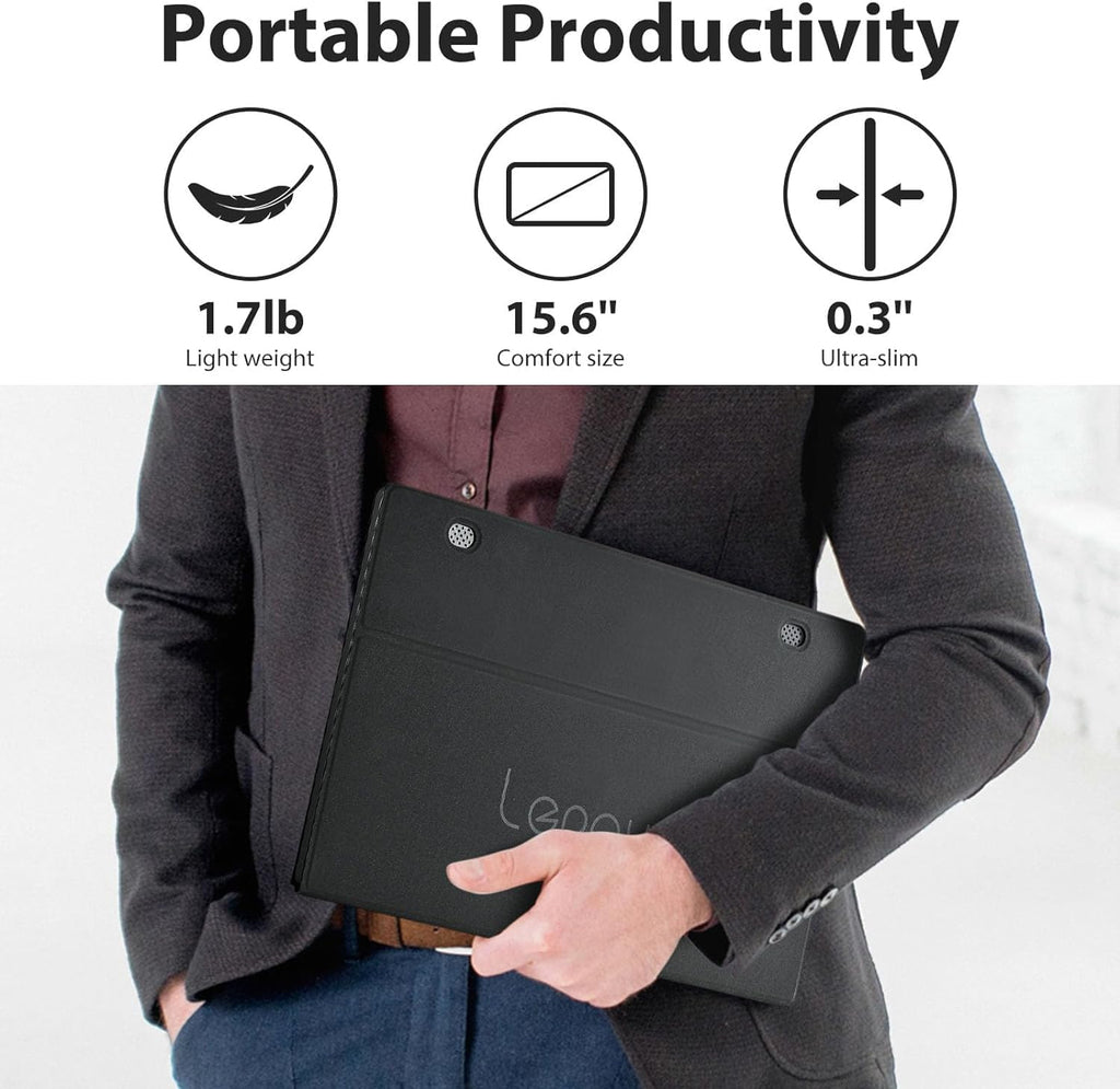 Lepow Portable Monitor 15.6 Inch, FHD 1080P USB-C HDMI Gaming Ultra-Slim IPS Display Eye Care Screen with Speakers, External Monitor for Laptop PC PS4 Xbox Phone w/Smart Cover, Plug & Play Black