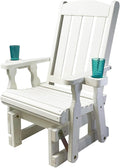 Amish Casual Heavy Duty 600 Lb Mission High Back Treated Glider Chair with Cupholders (Semi-Solid White Stain)