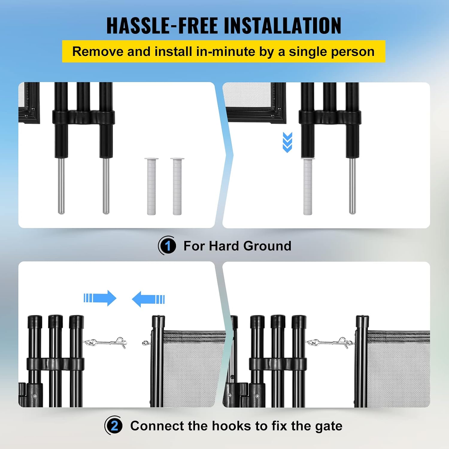 Happybuy Removable Pool Safety Fence Door, 4x2.5FT, Manual Lock, Black, Adaptive with Happybuy Pool Fence