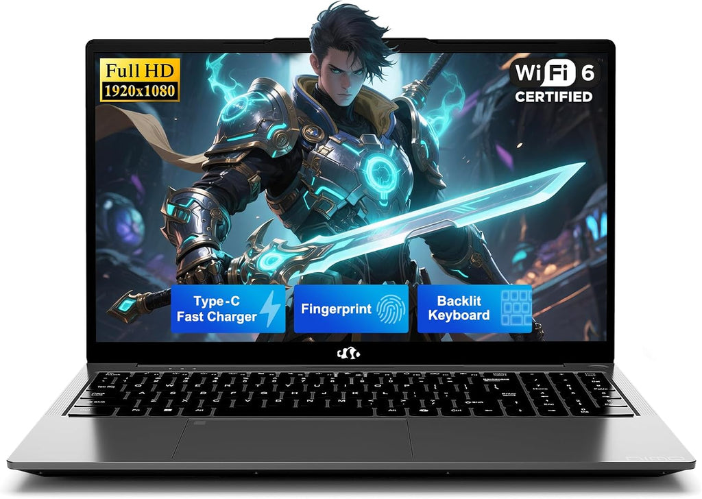 NIMO 15.6' IPS FHD-Student-Laptop, 16GB RAM 512GB SSD Intel N150(Beat i3-10110U, Up to 3.6GHz) Computer with 65W Type-C, Fingerprint, Backlit Keyboard, Wi-Fi 6, BT5.2, for Business and Home