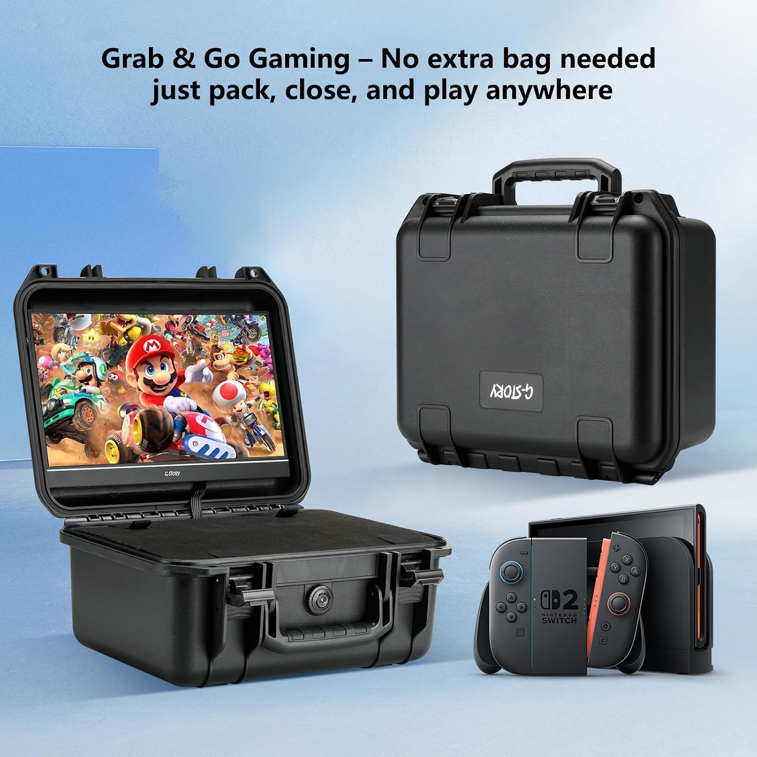 G-STORY 14'' Portable Monitor Case for Switch 2,4K&60Hz or 1080P&120Hz Portable Gaming Monitor IPS Screen HDMI Shock-Resistant Travel carrying Bag Game Mode,Travel Monitor fo Switch2(no Included)