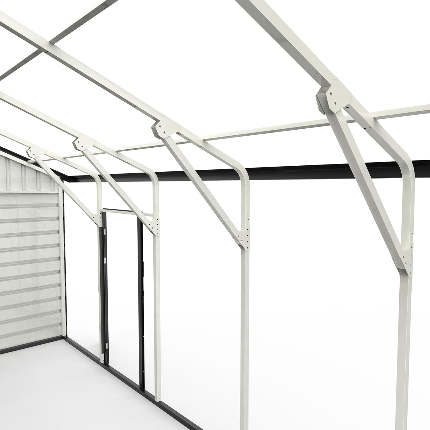 25 x 33 FT Metal Shed, Double Garage Shed with Side Entry Door, 2 Car Prefab Garage with 16 GA Steel Frame, Extra Large Outdoor Storage Building for Truck, Power Tools, Boat, Cream