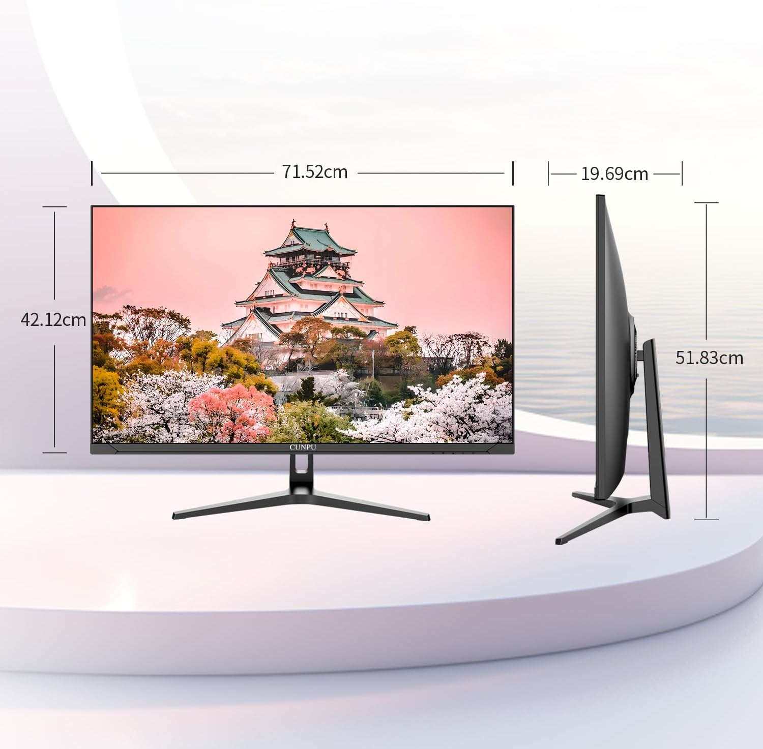 CUNPU 32 Inch 4K UHD VA Computer Monitor, 100% sRGB Color-Accurate, 1.07B Color, PIP/PBP Split Screen, Flicker-Free, VESA 75x75 Ready, HDMI, DisplayPort for Gaming, Office & Streaming