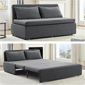 Mjkone 64' W Sofa Bed Queen Size with Pull Out Bed, 2-in-1 Modern Linen Living Room Pull Out Sleeper Sofa Couch Beds with Cushions &Throw Pillows for Apartment Office Studio Small Place, Dark Grey