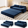 63.8' Sofa Bed Queen Size, Pull Out Couch Bed, 3-in-1 Convertible Sleeper Sofa with Side Pocket, Modern Velvet Futon Couch for Living Room, Small Space, Apartment, Bedroom, Blue