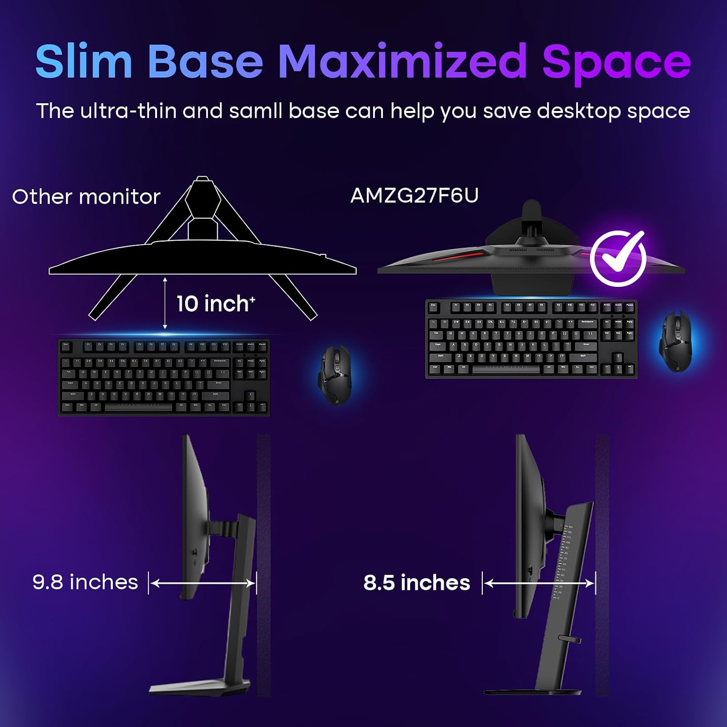 Amzfast 27 Inch 4K Gaming Monitor HDR 400, UHD 160Hz 144Hz | FHD 320Hz 300Hz 1ms Fast IPS Dual Mode, 126% sRGB, PIP/PBP, HDMI 2.1 x 2 & DP 1.4 x 2, Height Adjustment, VESA.
