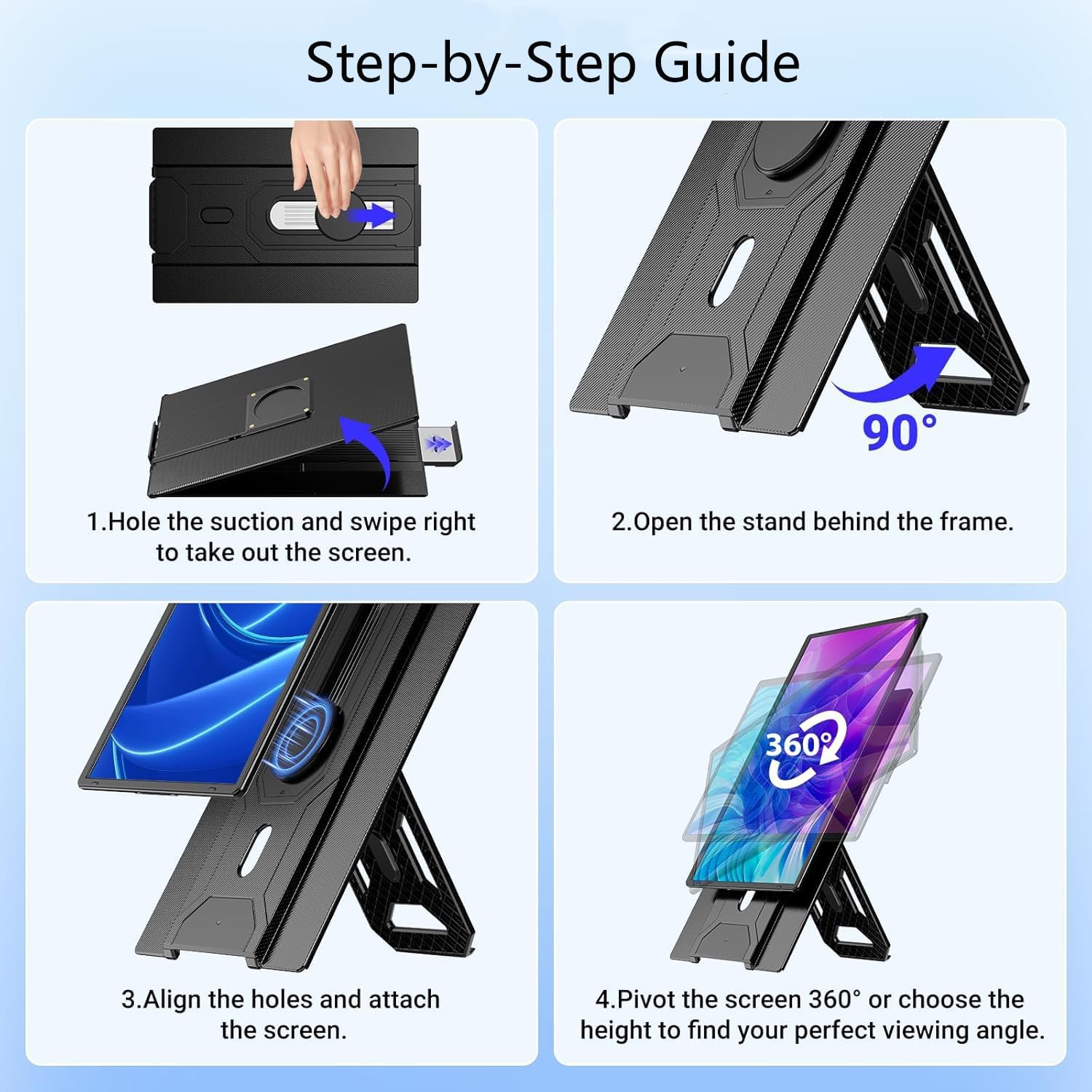 APILDELLA 16.2' Portable Laptop Monitor Extender, 1200P HDR Screen with 360° Rotation, Ultra-Light Travel Second Screen, Plug & Play via Mini HDMI/Type-C, Compatible with Windows/Mac/PS5