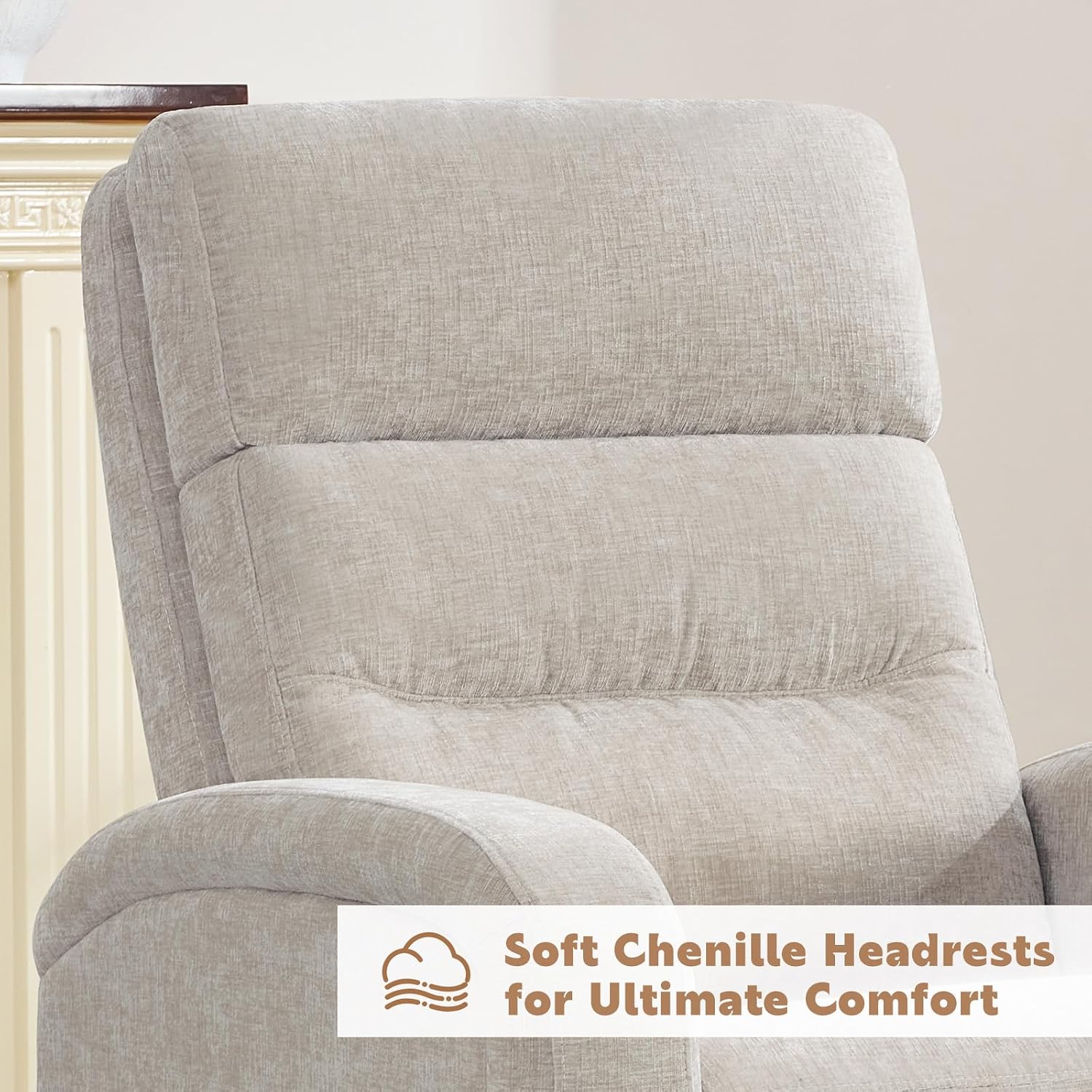 Swivel Rocker Recliner, 360° Swivel Nursery Glider Recliner, Rocking Recliner Chairs with Pockets and Large Arms for Living Room, Manual Chenille Camel