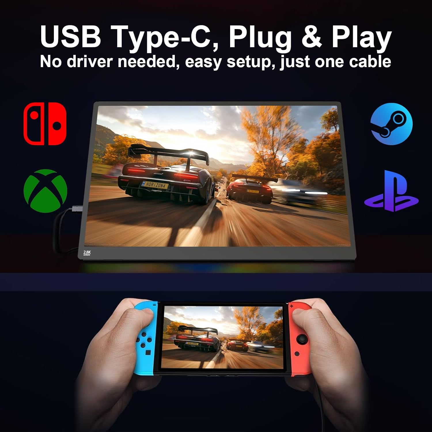IBW 15.6' 2.8K 100Hz Portable Monitor Touchscreen, QHD 2880x1620 IPS Gaming Display, 300 Nits 100% sRGB HDR FreeSync, USB-C HDMI External Second Screen for Laptop PC Phone Switch PS5