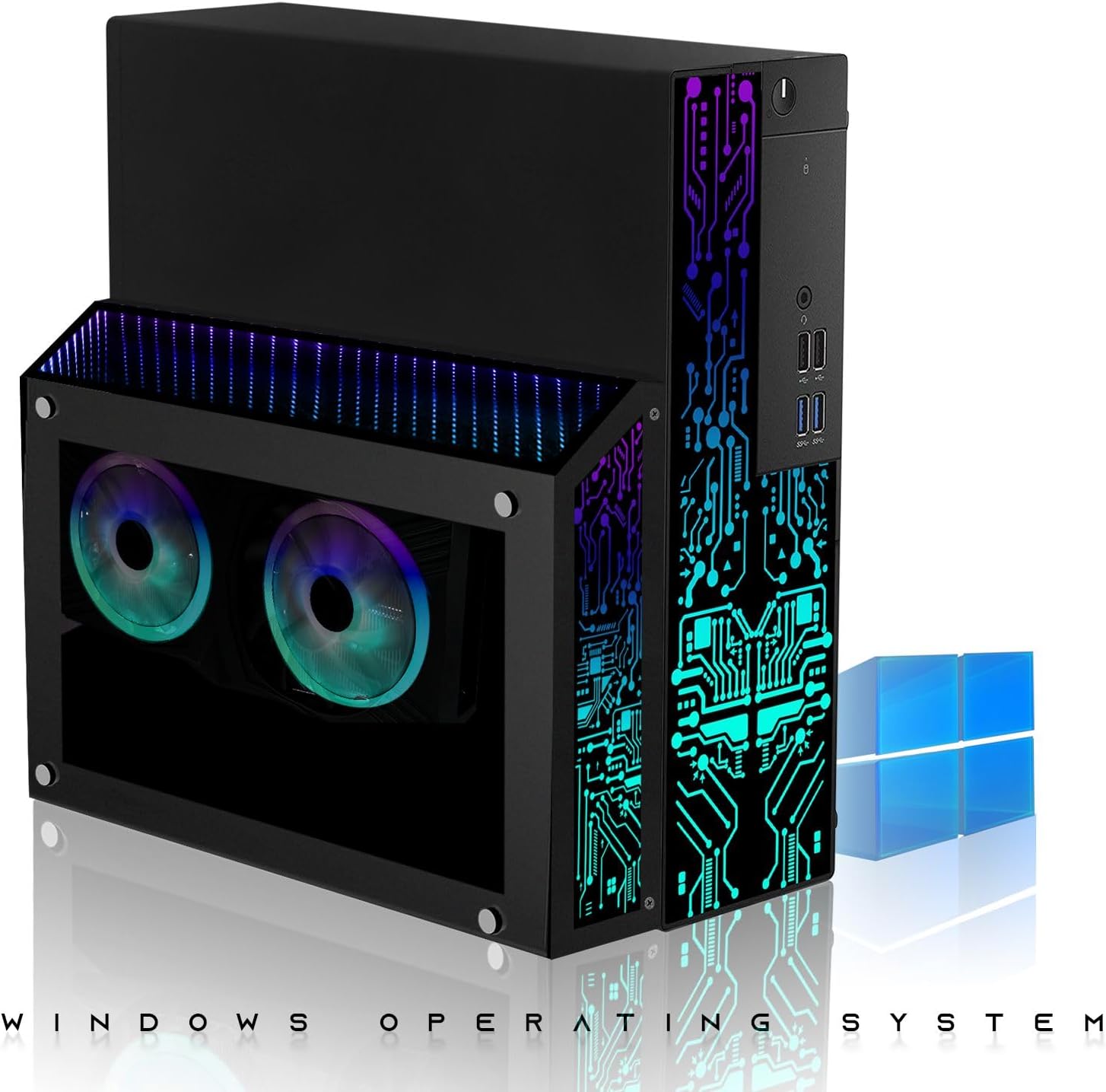 TechMagnet Nova Gaming Desktop PC Bundle with Core i7 32GB RAM 1TBSSD 24 inch Curved Monitor RTX 2060 Graphics RGB Keyboard with AI-Enabled Copilot Key Mouse Headphones Webcam Windows 11(Renewed)